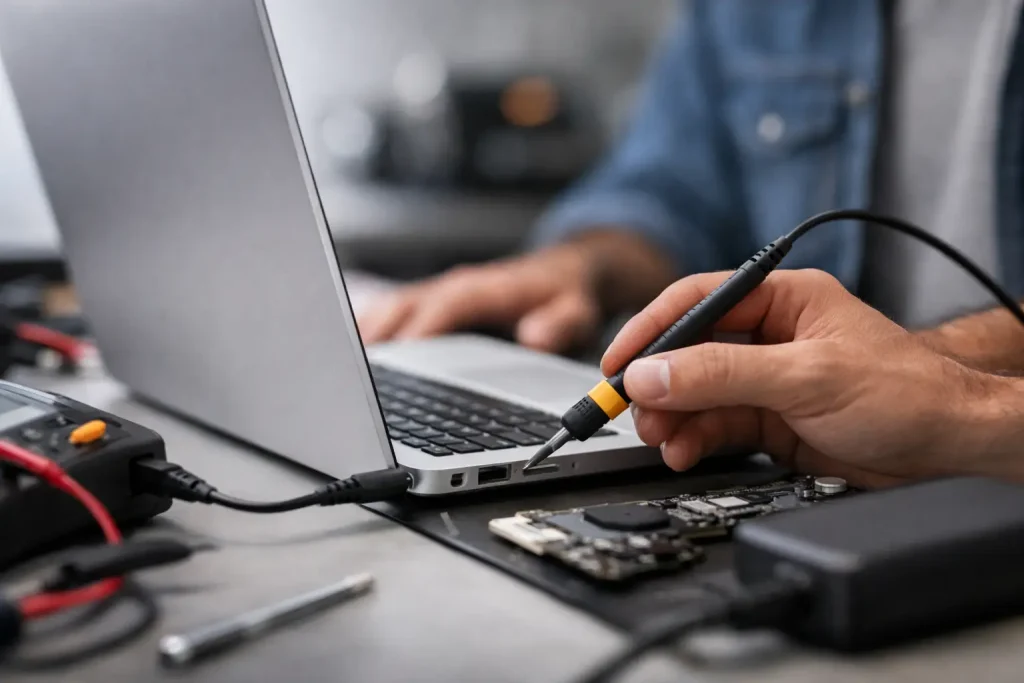 Bærbar reparation når computeren ikke vil lade